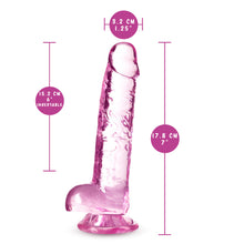 Load image into Gallery viewer, blush Naturally Yours 7 Inch Crystalline Dildo measurements: Insertable width: 3.2 centimetres / 1.25 inches; Insertable length: 15.2 centimetres / 6 inches; Product length: 17.8 centimetres / 7 inches.