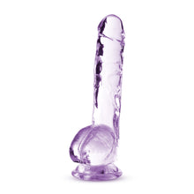 Load image into Gallery viewer, Bottom side view of the blush Naturally Yours 8 Inch Crystalline Dildo, placed on its suction cup base.