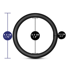 Load image into Gallery viewer, blush Performance VS1 Pure Premium Silicone Cock Rings measurements: Product width: 4.5 centimetres / 1.75 inches; Insertable width: 3.3 centimetres / 1.3 inches; Ring thickness: 0.5 centimetres / 0.2 inches.