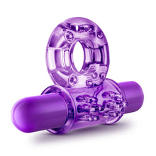 Load image into Gallery viewer, blush Play with Me Couples Play Vibrating Cock Ring assembled together, bullet inside the Cock Ring sleeve.