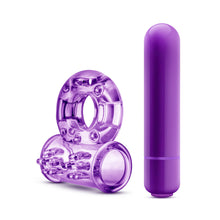 Load image into Gallery viewer, blush Play with Me Couples Play Cock Ring beside the Bullet Vibrator