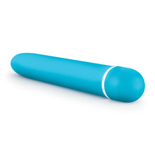 Load image into Gallery viewer, Back side view of the blush Rose Luxuriate  blue Vibrator.