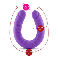 Load image into Gallery viewer, blush Ruse 18 Inch Silicone Slim Double Dong measurements: Insertable width: 3.8 centimetres / 1.5 inches; Insertable girth: 11.9 centimetres / 4.7 inches; Product length: 45.7 centimetres / 18 inches.
