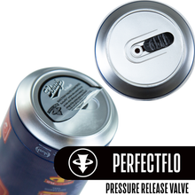 Load image into Gallery viewer, Close up at the bottom of the blush Schag&#39;s Arousing Ale  Beer Can Stroker, showing the Perfectflo Pressure release valve.
