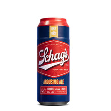Load image into Gallery viewer, Front of the blush Schag&#39;s Arousing Ale Beer Can Stroker. On the top &quot;Only the finest&quot;, Schag&#39;s logo by blush, &quot;Superbly crafted&quot;, &quot;Pleasure Brew&quot;, product name: Arousing Ale, and product features at the bottom: 3 Chambers; Auto Lube; Snugfit; Ultra-soft; Perfectflo.