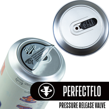 Load image into Gallery viewer, Close up at the bottom of the blush Schag&#39;s Luscious Lager Beer Can Stroker, showing the Perfectflo Pressure release valve.