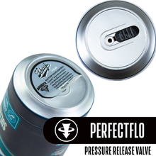 Load image into Gallery viewer, Close up at the bottom of the blush Schag&#39;s Sultry Stout  Beer Can Stroker, showing the Perfectflo Pressure release valve.