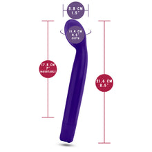 Load image into Gallery viewer, blush Sexy Things G Slim Stimulator measurements: Insertable width: 3.8 centimetres / 1.5 inches; Insertable girth (widest point): 11.4 centimetres / 4.5 inches; Insertable length: 17.8 centimetres / 7 inches; Product length: 21.6 centimetres / 8.5 inches.