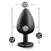 Load image into Gallery viewer, blush Temptasia Bling Large Plug insertable width: 4.5 centimetres / 1.75 inches; Insertable girth: 14 centimetres / 5.5 inches; Product length: 9.5 centimetres / 3.75 inches; Insertable length: 8.1 centimetres / 3.2 inches.