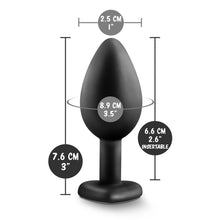 Load image into Gallery viewer, blush Temptasia Bling Small Plug insertable length: 2.5 centimetres / 1 inch; Insertable girth: 8.9 centimetres / 3.5 inches; Product length: 7.6 centimetres / 3 inches; Insertable length: 6.6 centimetres / 2.6 inches.