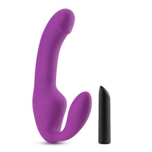 Load image into Gallery viewer, blush Temptasia Cyrus Strapless Dildo, with the Bullet Vibe showing seperately.