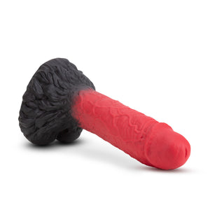 Front side view of the blush The Realm Lycan Lock On Dildo