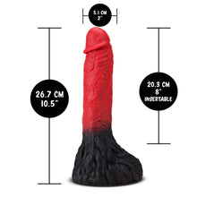 Load image into Gallery viewer, blush The Realm Lycan Lock On Dildo insertable width: 5.1 centimetres / 2 inches; Product length: 26.7 centimetres / 10.5 inches; Insertable length: 20.3 centimetres / 8 inches.