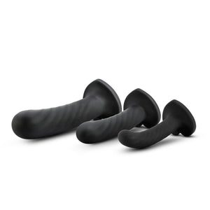front side view of the blush Temptasia Twist kit dildos from large to small.
