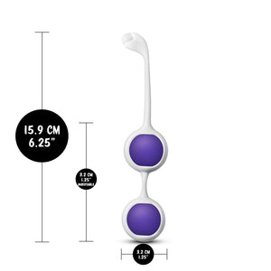 Length of the double Kegel ball snap on: 15.9 centimetres / 6.25 inches; Insertable length: 3.2 centimetres / 1.25 inches; Insertable width: 3.2 centimetres / 1.25 inches.