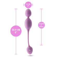 Load image into Gallery viewer, blush Wellness Raine Vibrating Kegel Ball insertable width: 3.8 centimetres / 1.5 inches; Product length: 22.9 centimetres / 9 inches; Insertable length: 17.8 centimetres / 7 inches.