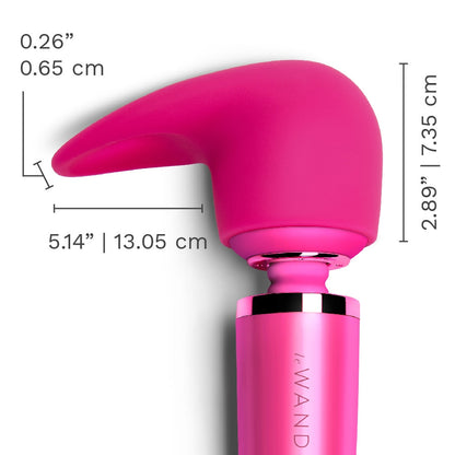 Le Wand Flick Silicone Attachment tip height: 0.26 inches / 0.65 centimetres; Insertable length: 5.14 inches / 13.05 centimetres; Height: 2.89 inches / 7.35 centimetres. 