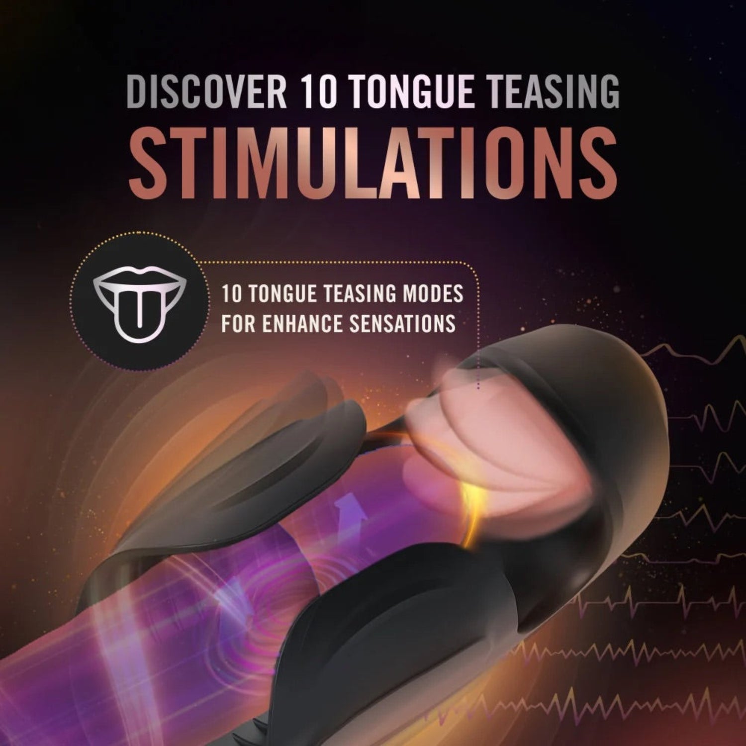 Infographic showcasing 10 tongue-teasing oral stimulation modes on penis head.