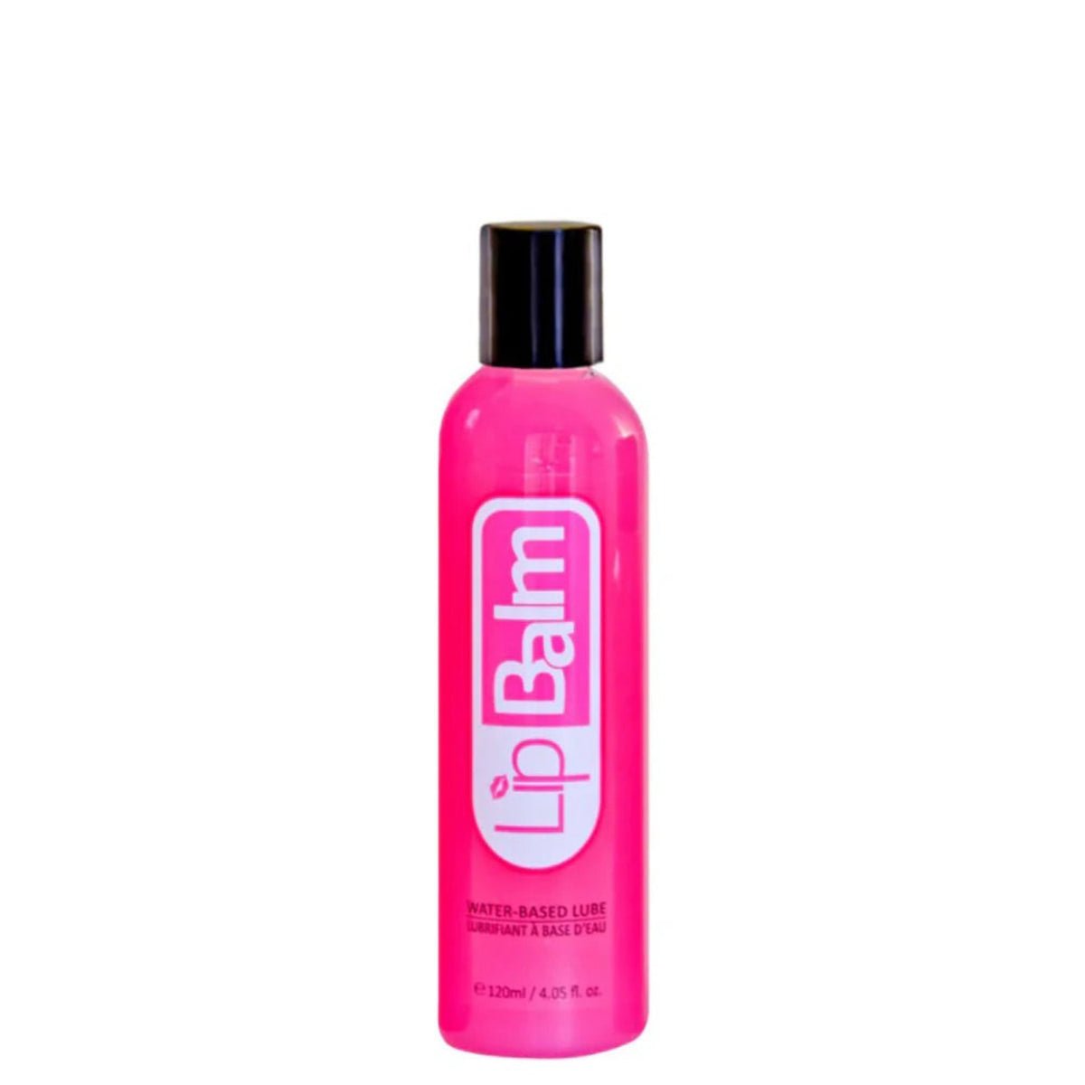 A medium-sized 120ml / 4 oz bottle of LipBalm glycerin-free and paraben-free personal lubricant with a sleek, ergonomic design.