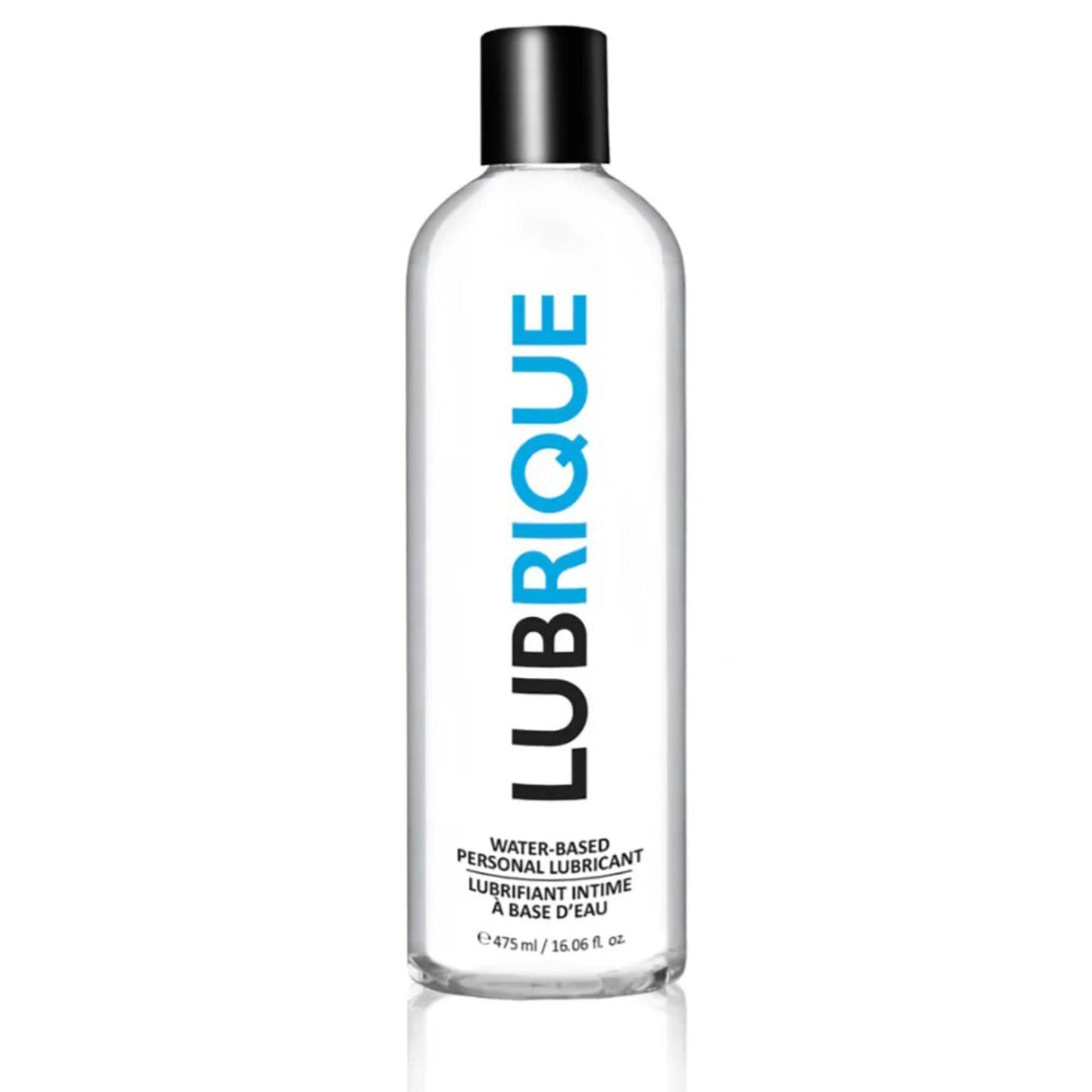 A large 475ml (16.06 fl. oz.) bottle of Lubrique water-based lubricant, offering the best value for frequent users and extended intimate sessions.