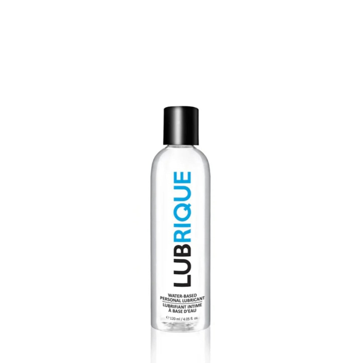 A 120ml (4.05 fl. oz.) bottle of Lubrique premium personal lubricant, designed for long-lasting solo and partner play.