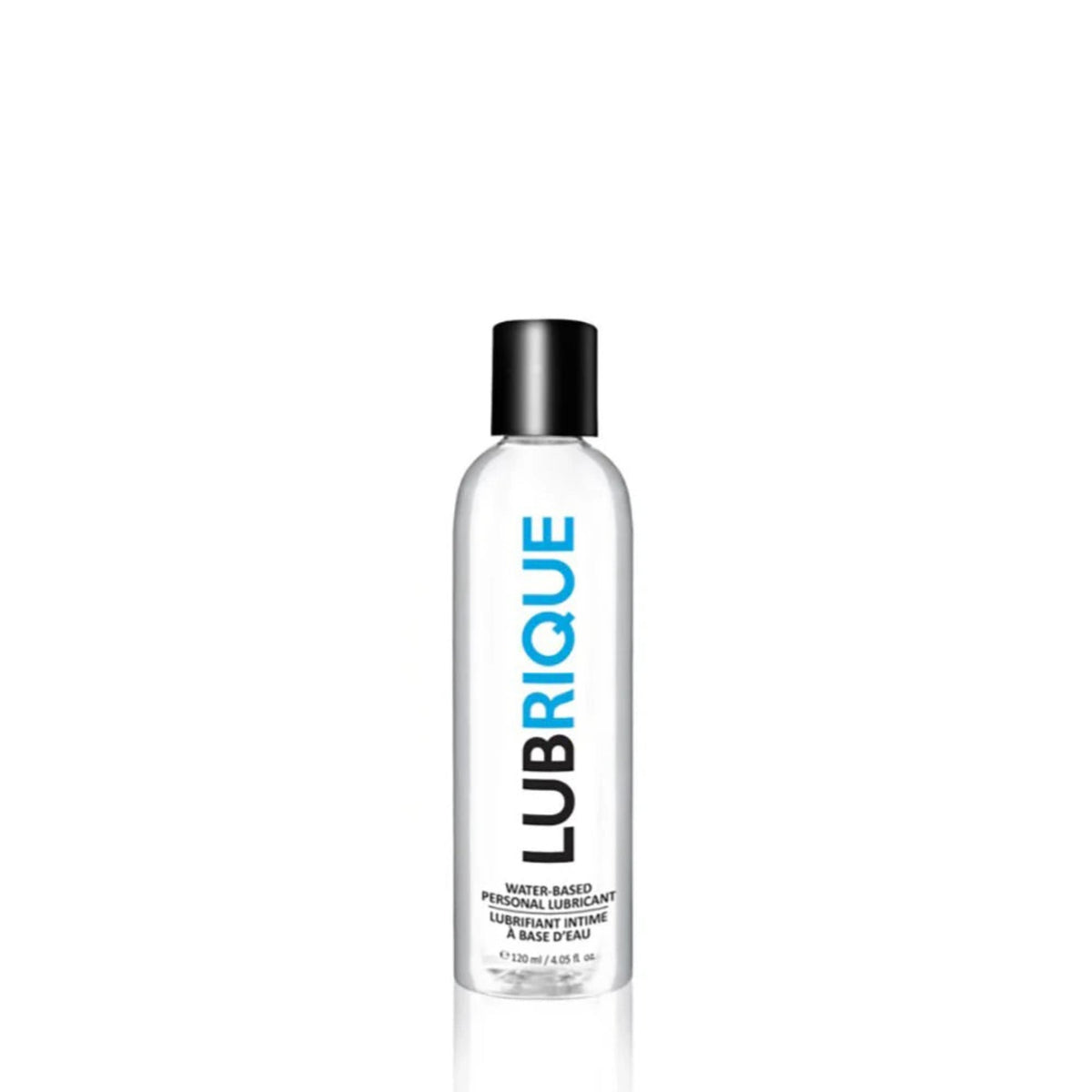 A 120ml (4.05 fl. oz.) bottle of Lubrique premium personal lubricant, designed for long-lasting solo and partner play.