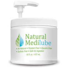 Load image into Gallery viewer, Natural Medilube: All Natural; Paraben Free; Glycerin Free; Sulfate Free; Safe for Ingestion, 16 fl oz / 472 ml pump jar.