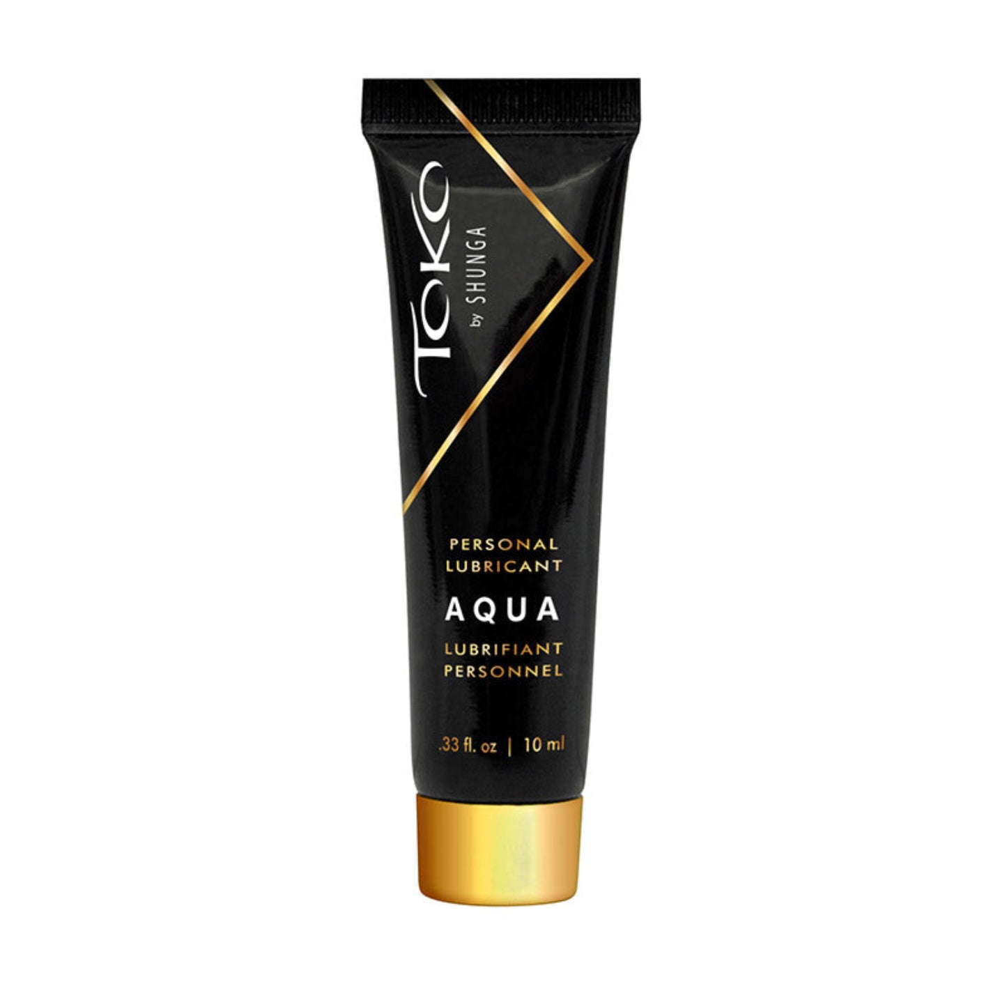 A 10 ml tube of SHUNGA TOKO AQUA Personal Lubricant, a water-based formula for natural-feeling pleasure.
