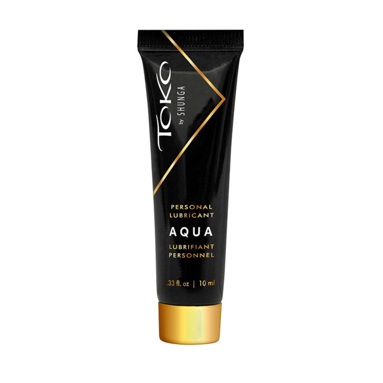 A 10 ml tube of SHUNGA TOKO AQUA Personal Lubricant, a water-based formula for natural-feeling pleasure.