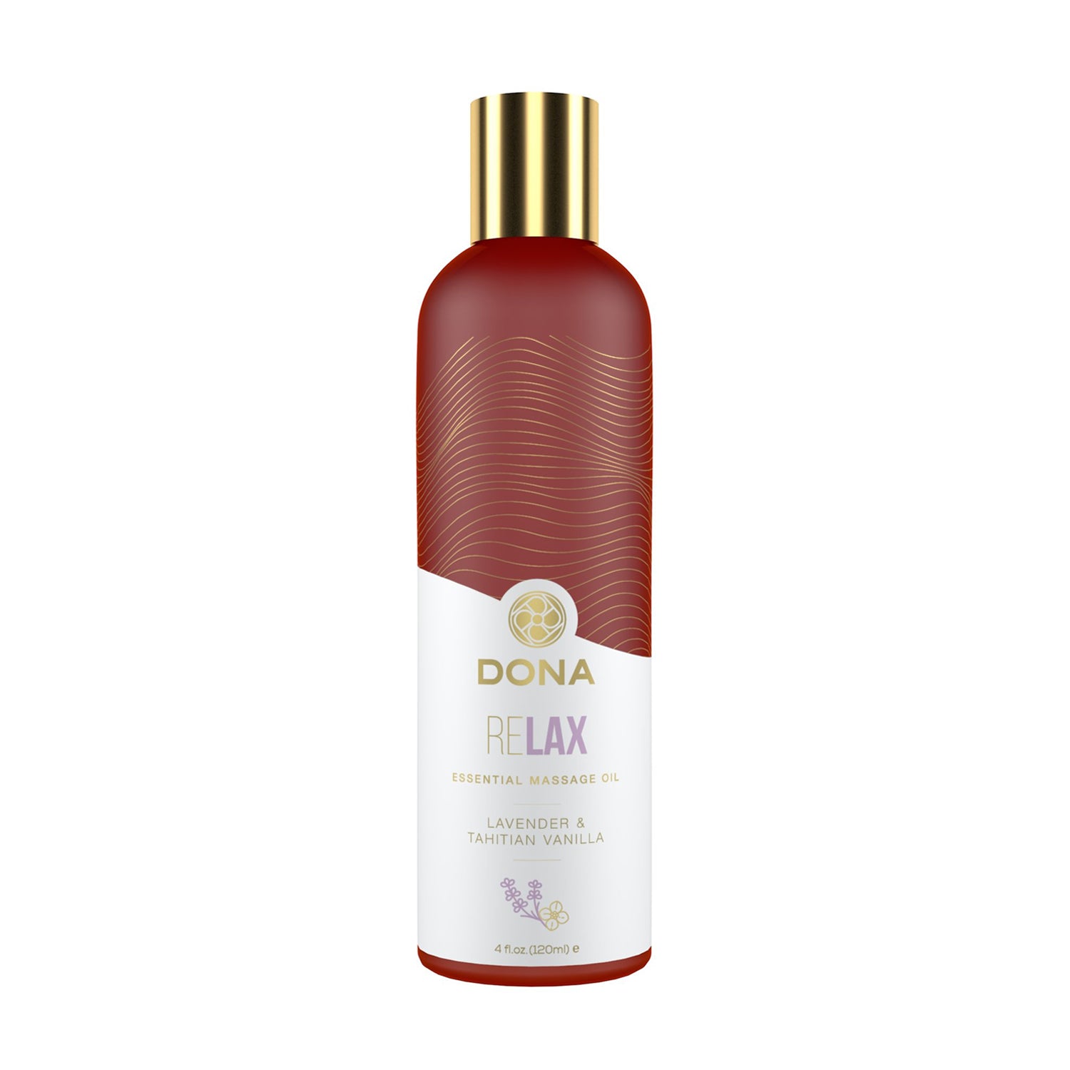 DONA Relax Essential Massage Oil Lavender & Tahitian Vanilla 4oz (120 ml)