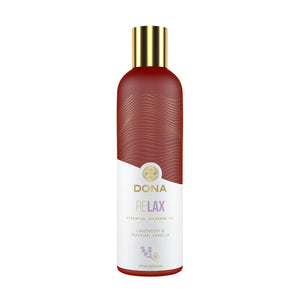 DONA Relax Essential Massage Oil Lavender & Tahitian Vanilla 4oz (120 ml)