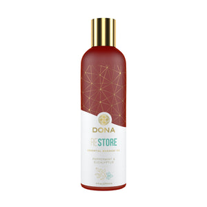 Dona Restore Essential Massage Oil Peppermint & Eucalyptus 4 fl oz (120 ml).