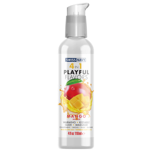 Swiss Navy 4 In 1 Playful Flavors Mango Warming, Kissable, Glide, Massage, Made in the USA 4 fl oz 118 ml