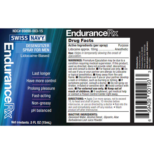 Swiss Navy Endurance Rx Desensitizer Spray For Men 15 ml / 0.5 oz