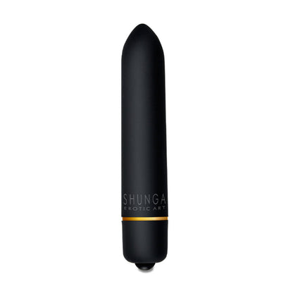 Sleek matte black 10-speed vibrating bullet with the SHUNGA EROTIC ART logo and a decorative gold band.