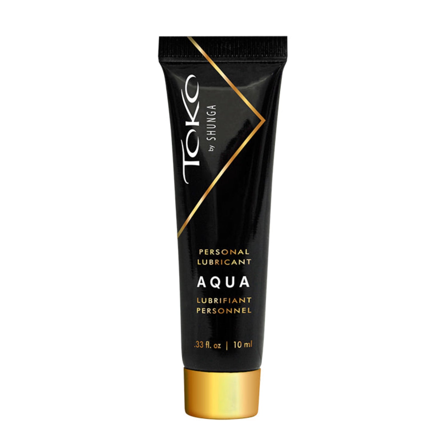 SHUNGA TOKO AQUA water-based personal lubricant in a 10 ml / 0.33 oz travel-sized tube for long-lasting glide.