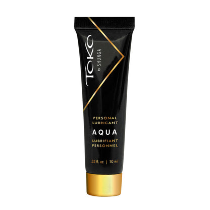 SHUNGA TOKO AQUA water-based personal lubricant in a 10 ml / 0.33 oz travel-sized tube for long-lasting glide.