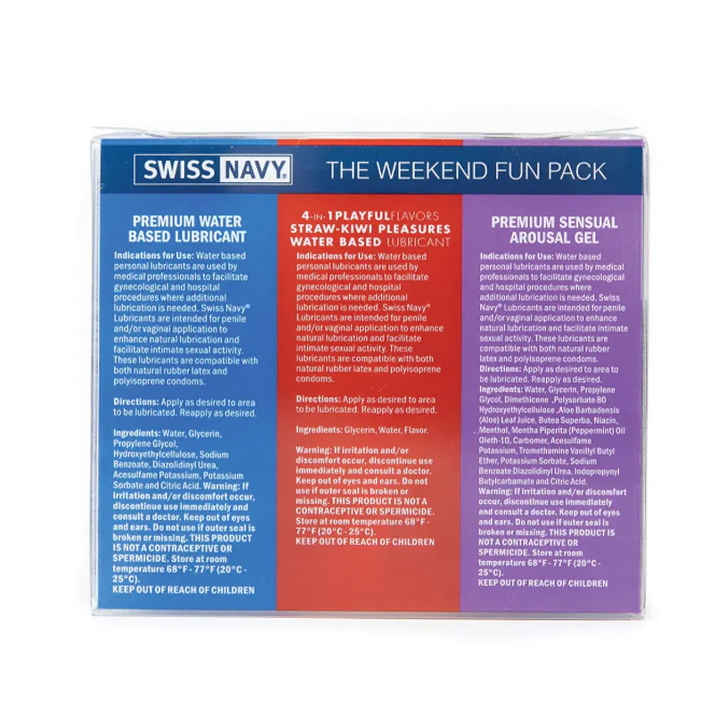 Swiss Navy Weekend Fun Pack with product details on a white background
