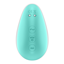 Load image into Gallery viewer, Back of the Satisfyer Pixie Dust Touch-Free Clitoral Stimulation Double Air Pulse Vibrator