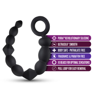blush Anal Adventures Platinum Beginner Anal Beads features: Puria revolutionary silicone; Ultrasilk smooth; Body safe - Phthalate free; Fragrance & Paraffin Free; 10 beads for optimal sensations; Pull loop for easy removal.