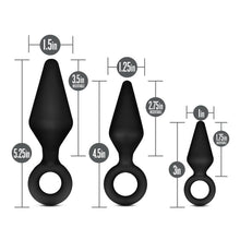 Load image into Gallery viewer, blush Anal Adventures Platinum Loop Plug Kit size guide