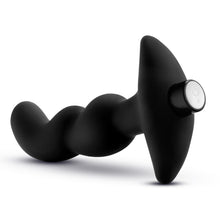 Load image into Gallery viewer, Back side of blush Anal Adventures Platinum Prostate Massager 3, with the power button,  and the charging port at the back of the product.