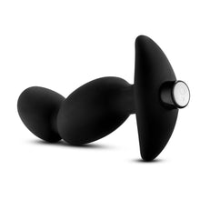 Load image into Gallery viewer, Back side of the blush Anal Adventures Platinum Vibrating Prostate Massager 4 with the power button, and charging port visible at the back of product.
