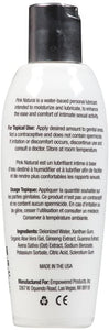 Pink Natural Water Based Lubricant For Women - Back of Bottle