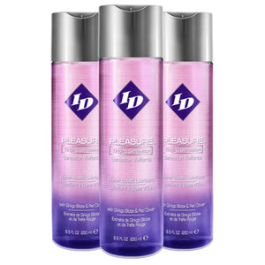 3 bottles of ID Pleasure Tingling Sensation Water Based Lubricant with Ginko Biloba & Red Clover 8.5 fl oz (250 ml)