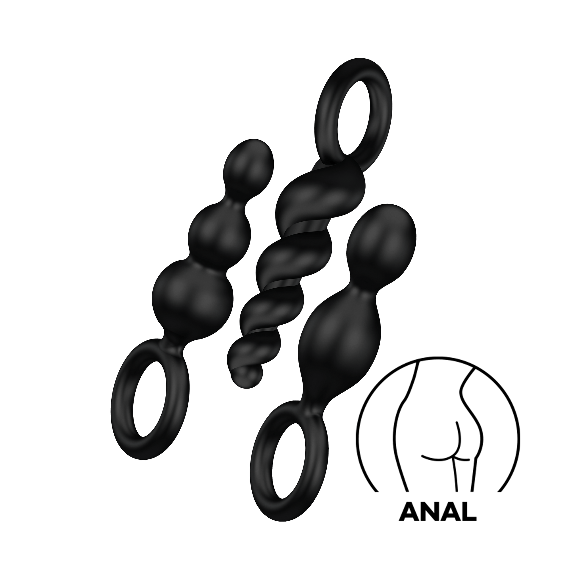 Satisfyer Booty Call Plugs Black variant. Icon for ANAL.