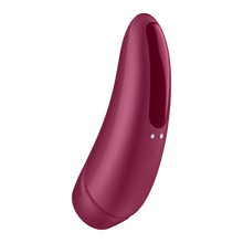 Load image into Gallery viewer, Back side of the Satisfyer Curvy 1+ Air Pulse Stimulator + Vibration, the charging port os visible from the middle right side of the product.