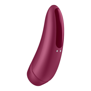 Back side of the Satisfyer Curvy 1+ Air Pulse Stimulator + Vibration, the charging port os visible from the middle right side of the product.