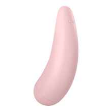 Load image into Gallery viewer, Back side view of the Satisfyer Curvy 2+ Air Pulse Stimulator with the charging port visible on top right of the product.