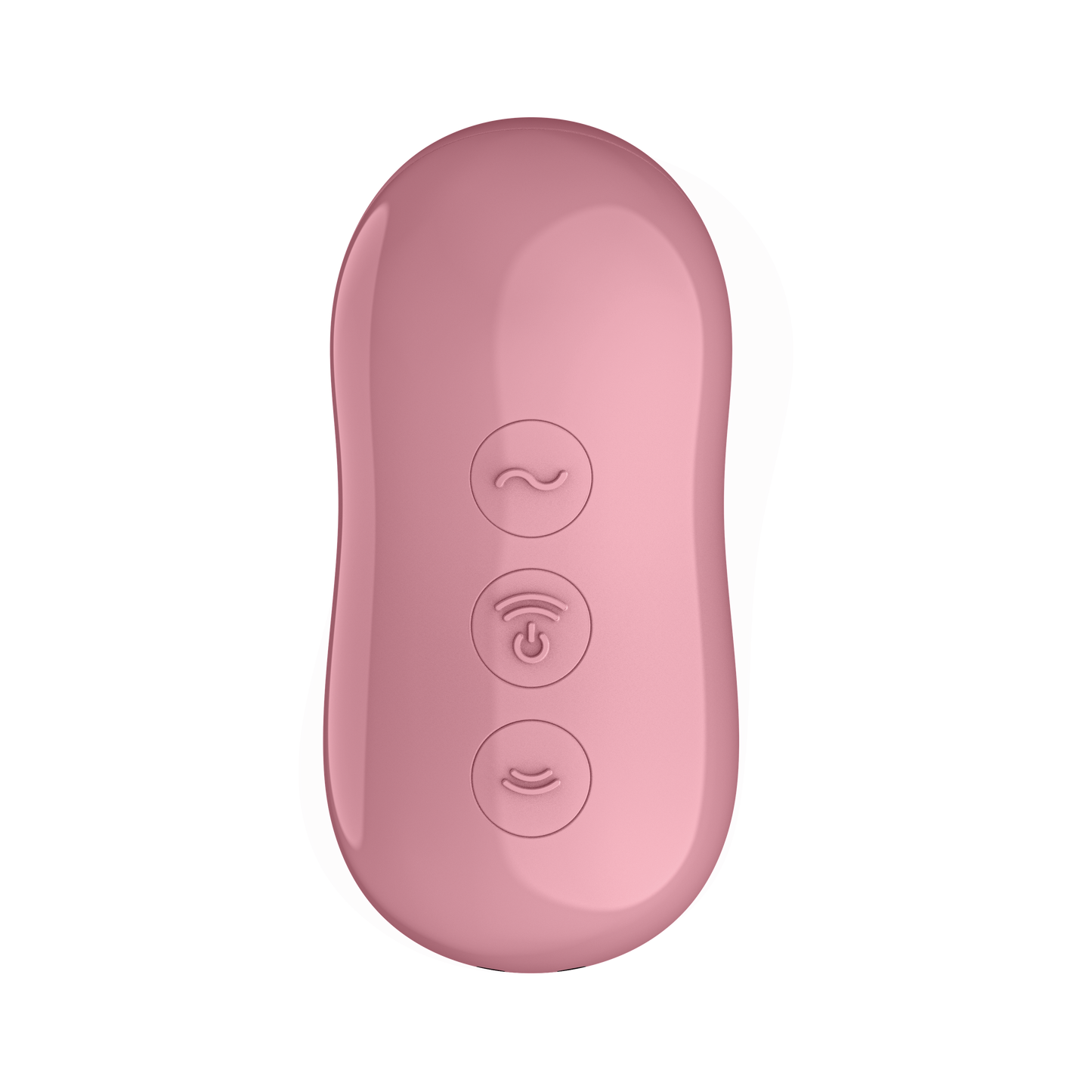 Bottom of the Satisfyer Cotton Candy Air Pulse Stimulator, with three visible controls top to bottom.